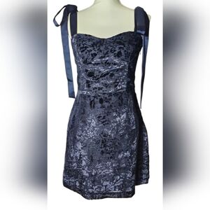 House of Harlow 1960 Navy Blue Velvet Mini Dress Women's Size Small NWOT